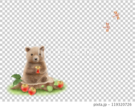 Bear and apple background B-1 Bear and apple background B-1 119320726