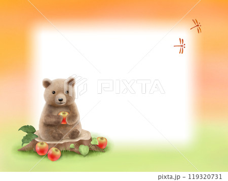 クマとリンゴのフレーム　A 119320731