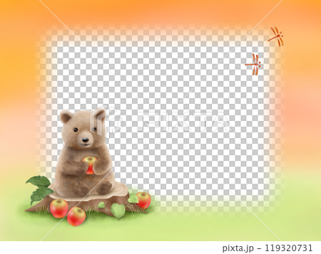 クマとリンゴのフレーム　A 119320731