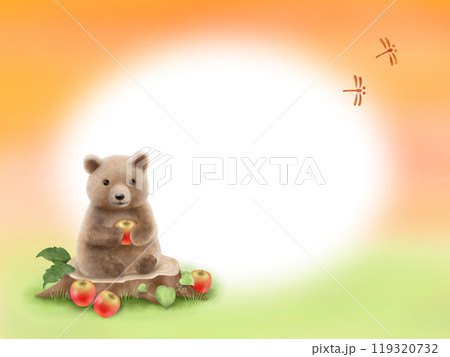 クマとリンゴのフレーム　B 119320732