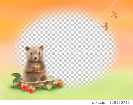 クマとリンゴのフレーム　B 119320732