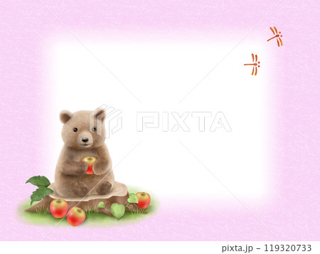 クマとリンゴのフレーム　C 119320733
