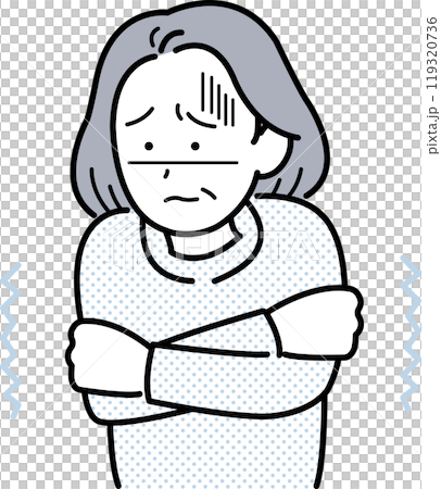 一位高級婦女感到寒冷的插圖 一位高級婦女感到寒冷的插圖 119320736