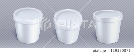 Realistic set of white food containers 119320871