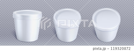Ice cream package, white plastic container 119320872