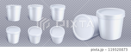 White plastic ice cream bucket container mockup 119320873