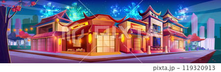 Celebration on night chinese street in town vector 119320913