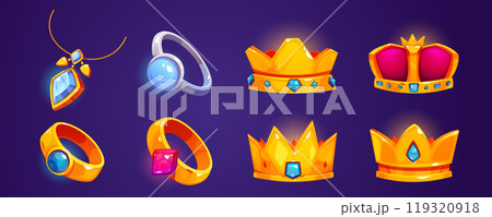 Game jewelry cartoon icon set. Game jewelry cartoon icon set. 119320918