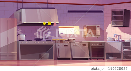 Professional kitchen interior with equipment 119320925