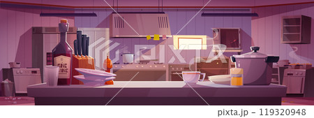 Restaurant kitchen interior with equipment Restaurant kitchen interior with equipment 119320948