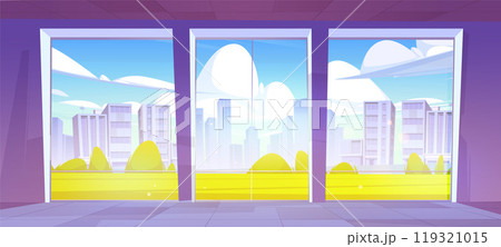 Empty room interior with large windows 119321015