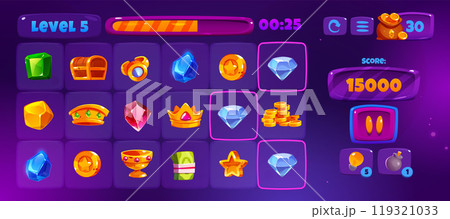 Three in line game ui template 119321033