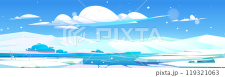 North Pole winter glacier cartoon landscape vector 119321063