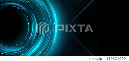 Blue planet ring neon light effect with sparkle 119321069