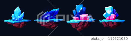 Set of flying game islands with gemstones 119321080