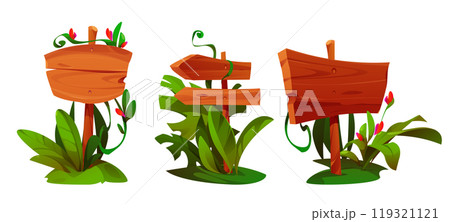 Set of jungle signboards 119321121