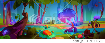 Magical fantasy forest with fancy plants Magical fantasy forest with fancy plants 119321128