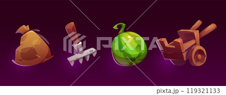 Cartoon set of farm game assets Cartoon set of farm game assets 119321133