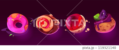 Candy game world with space food planet cartoon Candy game world with space food planet cartoon 119321140