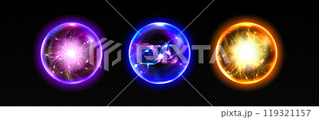 Electric lightning ball with thunder energy vector 119321157