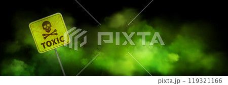 Green toxic smoke cloud, warning sign background Green toxic smoke cloud, warning sign background 119321166