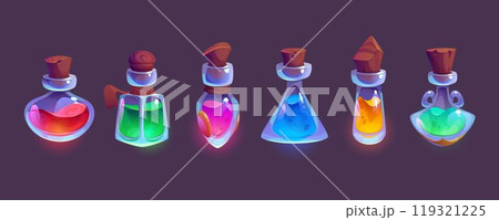Bottles of magic elixir or potion cartoon game 119321225