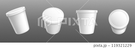 Ice cream package, white plastic container Ice cream package, white plastic container 119321229