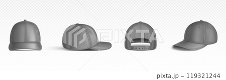 Baseball cap mockup from different views. Baseball cap mockup from different views. 119321244