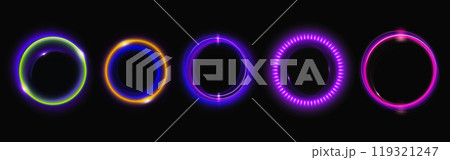 Set of round neon light flares Set of round neon light flares 119321247