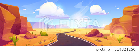 Canyon desert landscape with road perspective 119321250