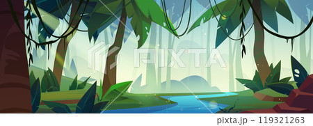 Tropical forest landscape with river Tropical forest landscape with river 119321263