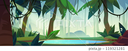 Fantasy spooky green jungle forest background 119321281