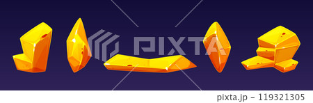 Cartoon set of gold nuggets isolated on background 119321305