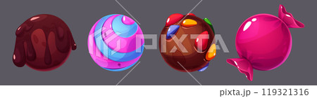 Chocolate sweet candy space planet cartoon set 119321316