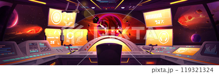 Spaceship cockpit room interior cartoon vector 119321324