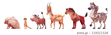 Set of African wild animals on white background 119321326