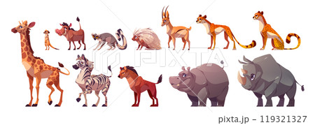 Cute africa zoo animal vector illustration set 119321327