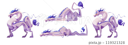 Fantasy magic dragon vector illustration game set Fantasy magic dragon vector illustration game set 119321328