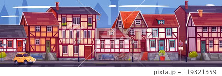 Old European city street with traditional buildings 119321359