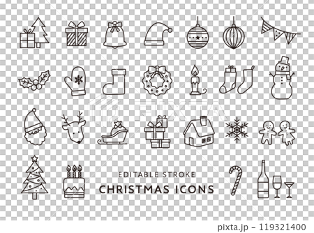 Christmas icon set (monochrome) 119321400