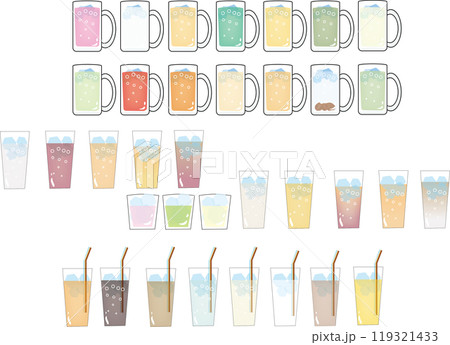 カラフルなドリンクのイラスト カラフルなドリンクのイラスト 119321433