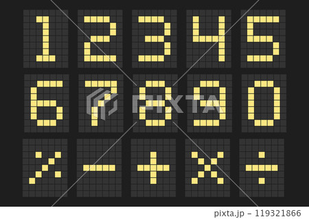 LED digital board Electronic style display information scoreboard with digits from 0 to 9, Signages,Information Panels, Sports, Games, Data Boards, Schedules. Zero to Nine Cyan clock numbers 119321866