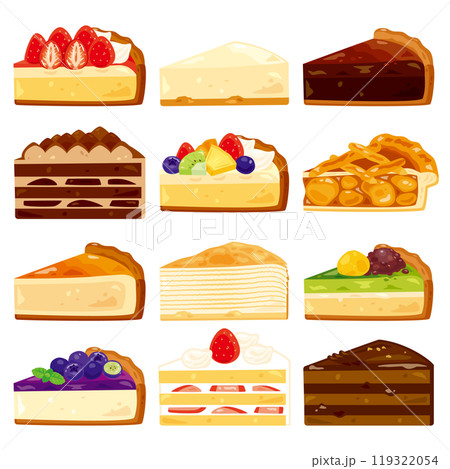 色々なケーキセット2のイラスト素材 [119322054] - PIXTA