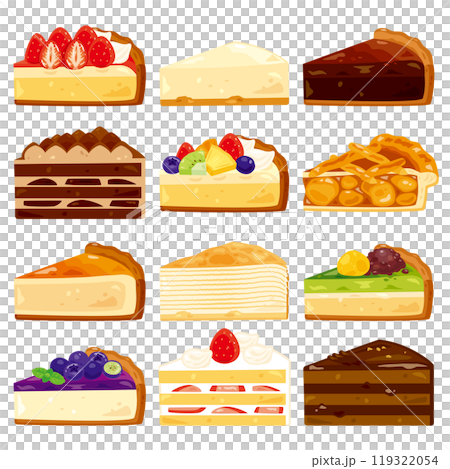 色々なケーキセット2のイラスト素材 [119322054] - PIXTA