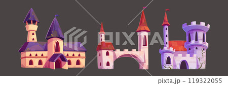 Mediaval fairytale castle tower cartoon vector Mediaval fairytale castle tower cartoon vector 119322055
