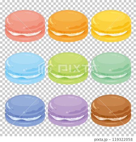 シンプルなカラフルマカロンセット 119322058