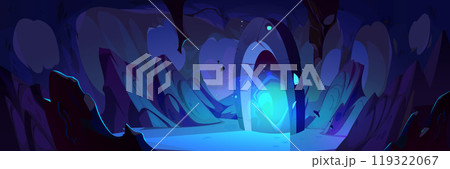 Magic cave with fantasy portal door cartoon vector 119322067