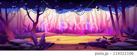 Fantasy forest background landscape with field Fantasy forest background landscape with field 119322106