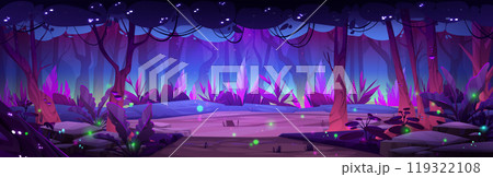 Night forest landscape with lake or swamp 119322108