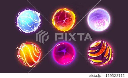 Crystal magic ball, energy fortune sphere vector 119322111